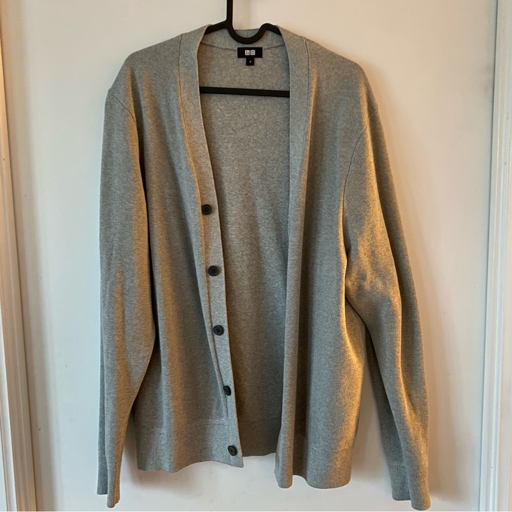 Uniqlo Gray Button-Up Cardigan